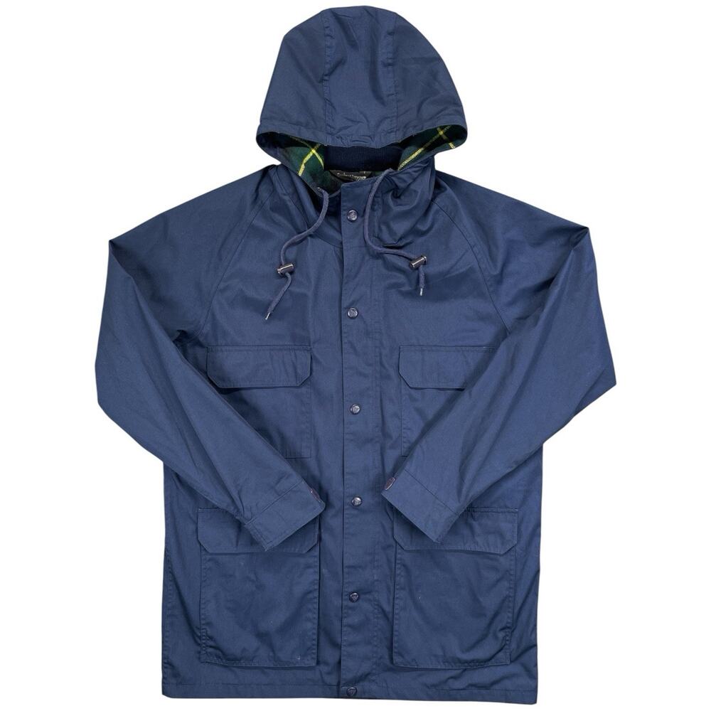 Vintage Field & Stream Men’s M Navy Blue Utility Jacket Plaid Lined